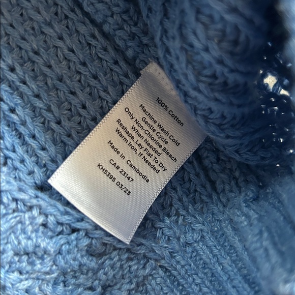 Talbots  Blue Chunky Knit Cardigan Sweater with Gold Buttons - Picture 6 of 7